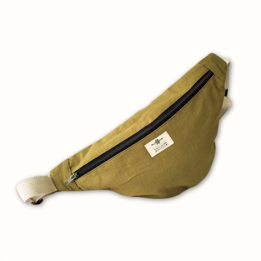 Sac banane en tissu kaki – Teinture naturelle