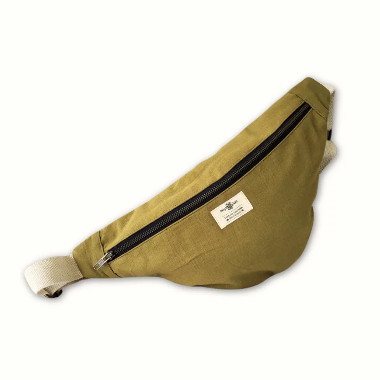 Sac banane en tissu kaki – Teinture naturelle