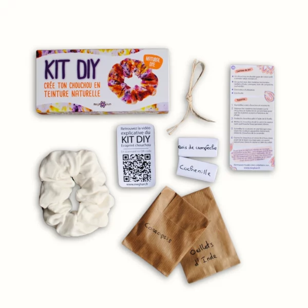 Kit DIY Teinture Naturelle – Chouchou en Coton Bio Ecoprint – Image 3