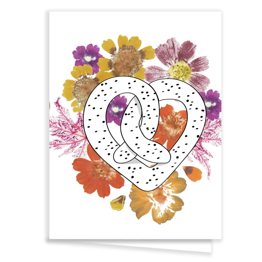 carte de vœux originale Bretzel cœur