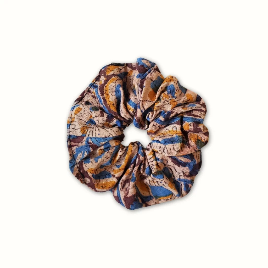 Chouchou tissu kalamkari coloré – block print