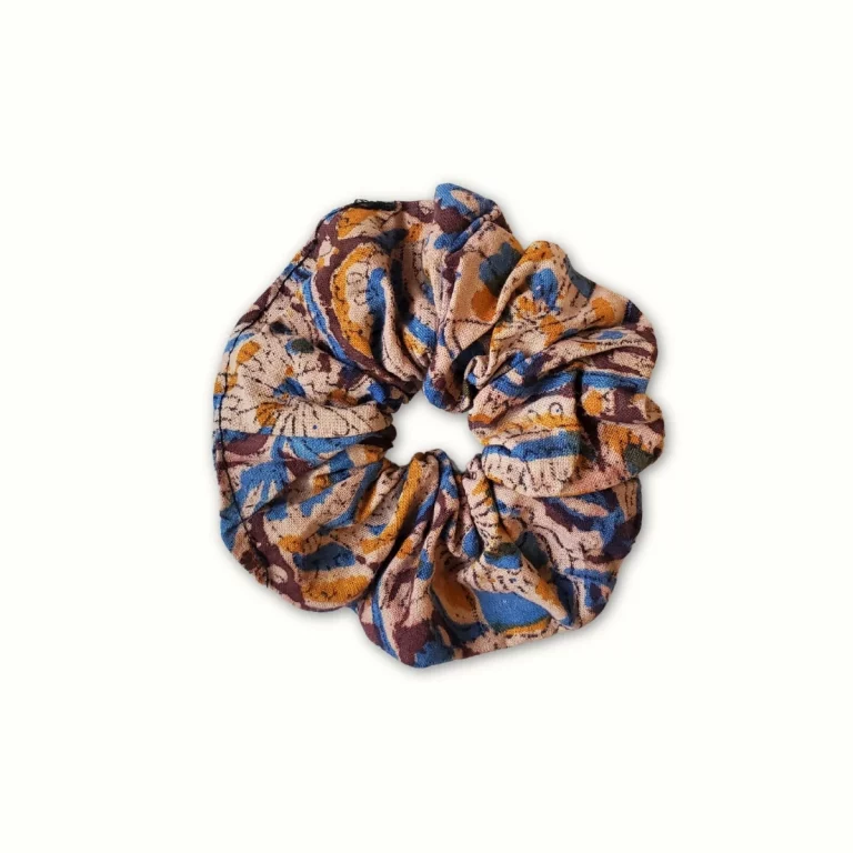 Chouchou tissu kalamkari coloré - block print