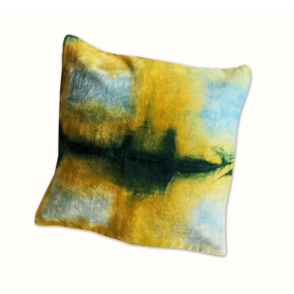 Coussin déco Shibori en velours vert