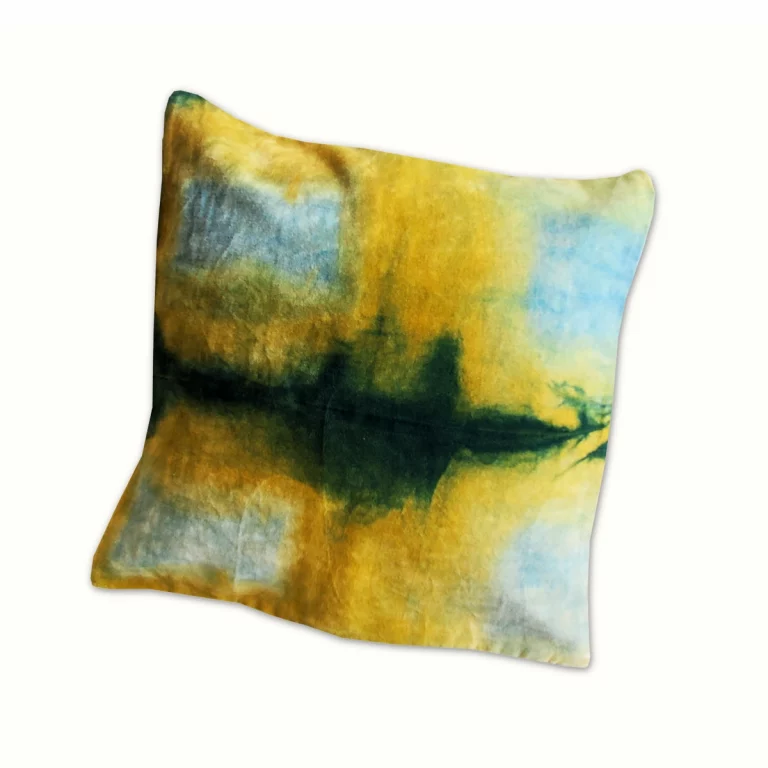 Coussin déco Shibori en velours vert