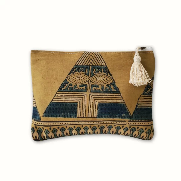 Pochette en tissu zippée et teinture naturelle jaune