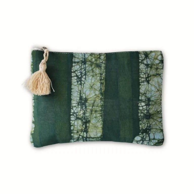 Pochette en tissu plate 21x15 - Dabu vert
