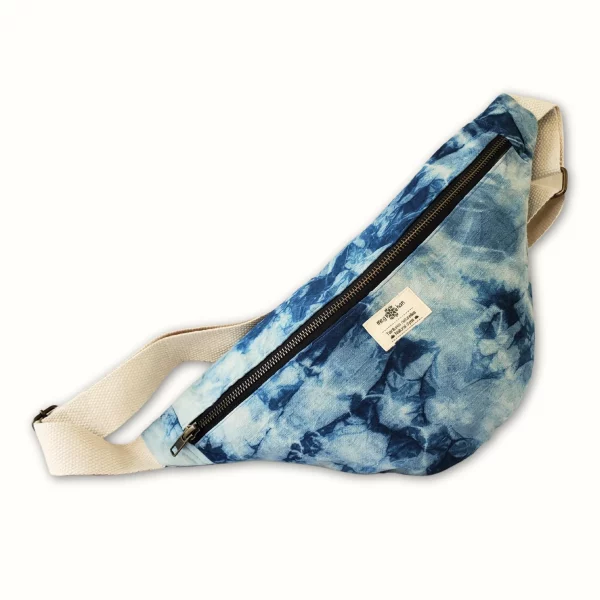 Sac banane en tissu bleu orage indigo