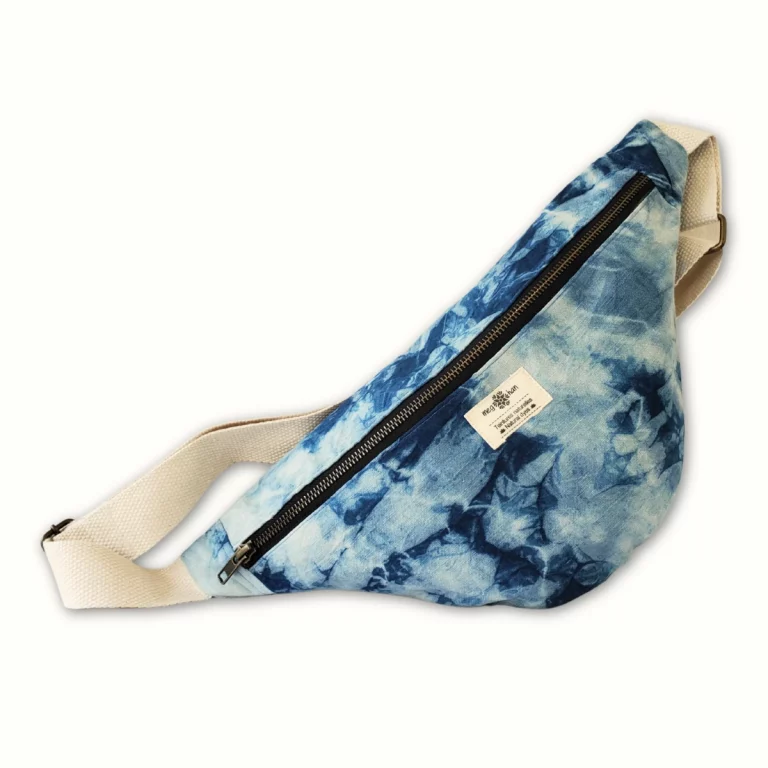 Sac banane en tissu bleu orage indigo