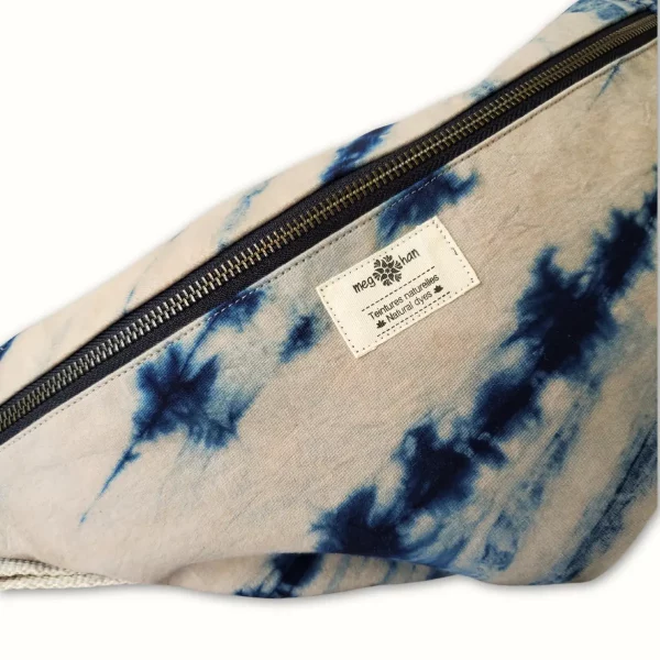 Sac banane en tissu bleu shibori – Image 2