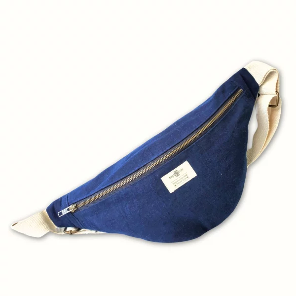 Sac banane en tissu bleu Teinture naturelle