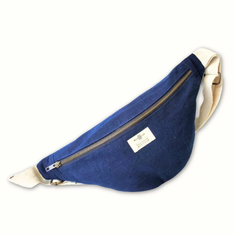 Sac banane en tissu bleu Teinture naturelle