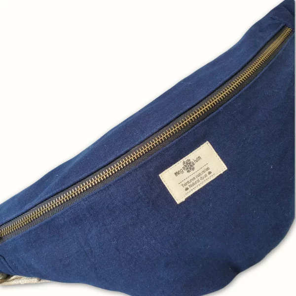Sac banane en tissu bleu Teinture naturelle – Image 2