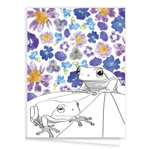 Carte de vœux originale fleurie grenouille