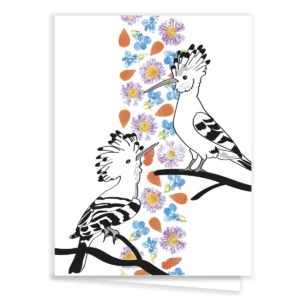 Carte de vœux originale fleurie oiseau