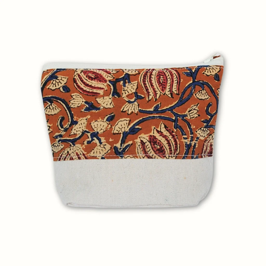 Petite pochette en tissu 18×15 – Beige fleurs