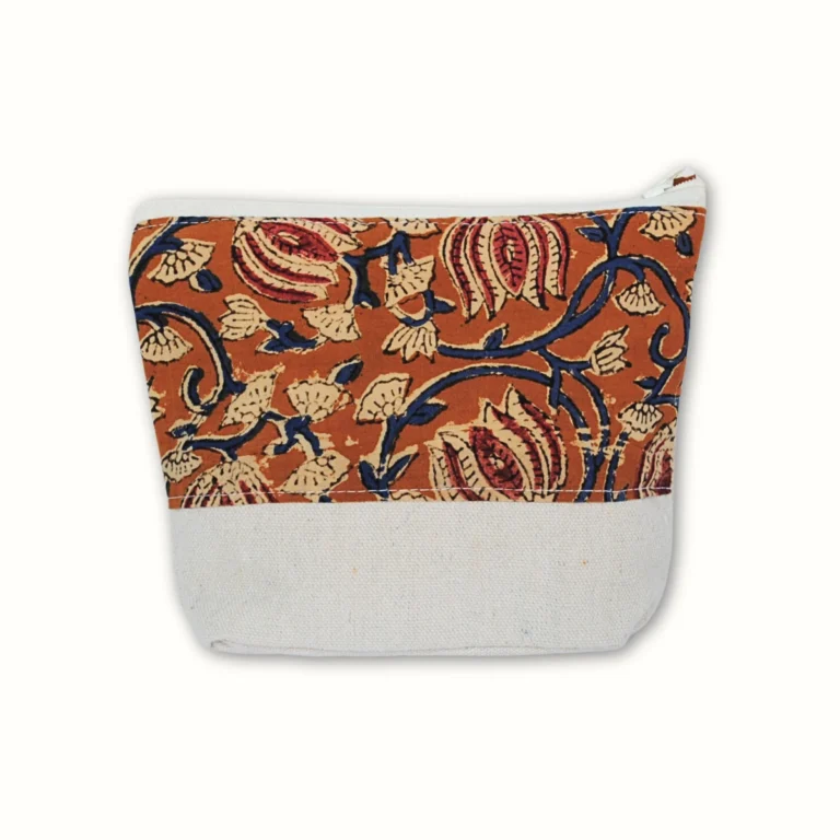 Petite pochette en tissu 18x15 - Beige fleurs