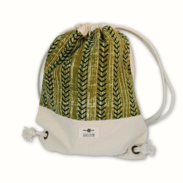 Sac à dos en toile léger vert 40x30 cm