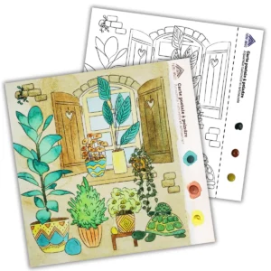 Carte de vœux DIY à peindre fenêtre fleurie