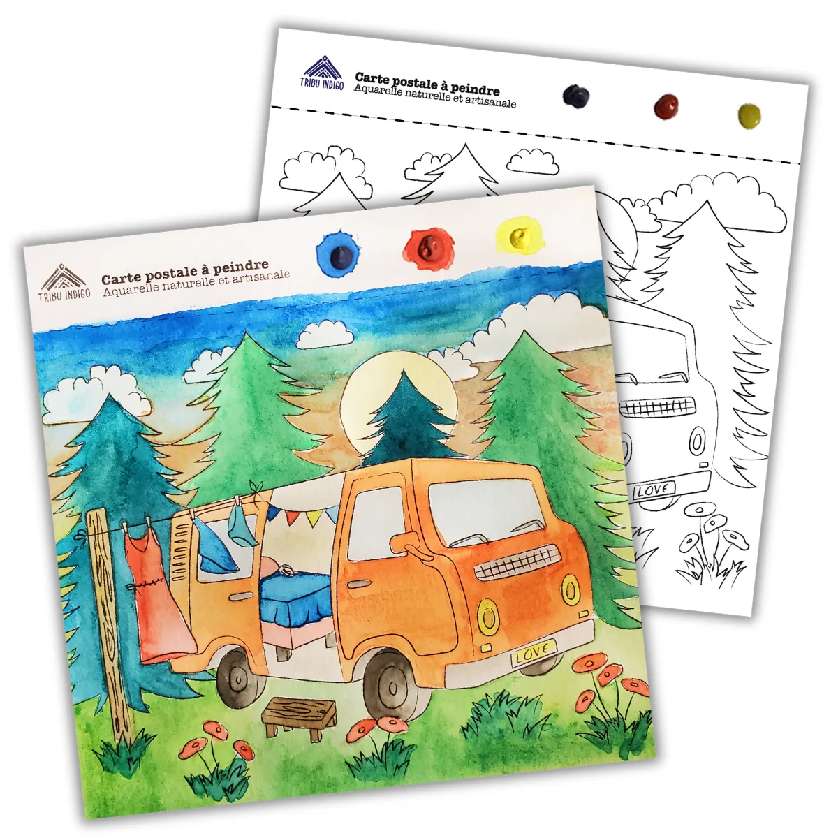 Carte de vœux DIY à peindre Van & Voyage