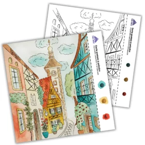 Carte de vœux DIY à peindre Ville pittoresque