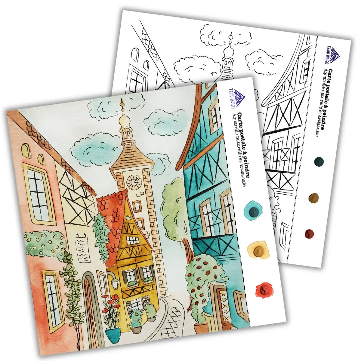 Carte de vœux DIY à peindre Ville pittoresque