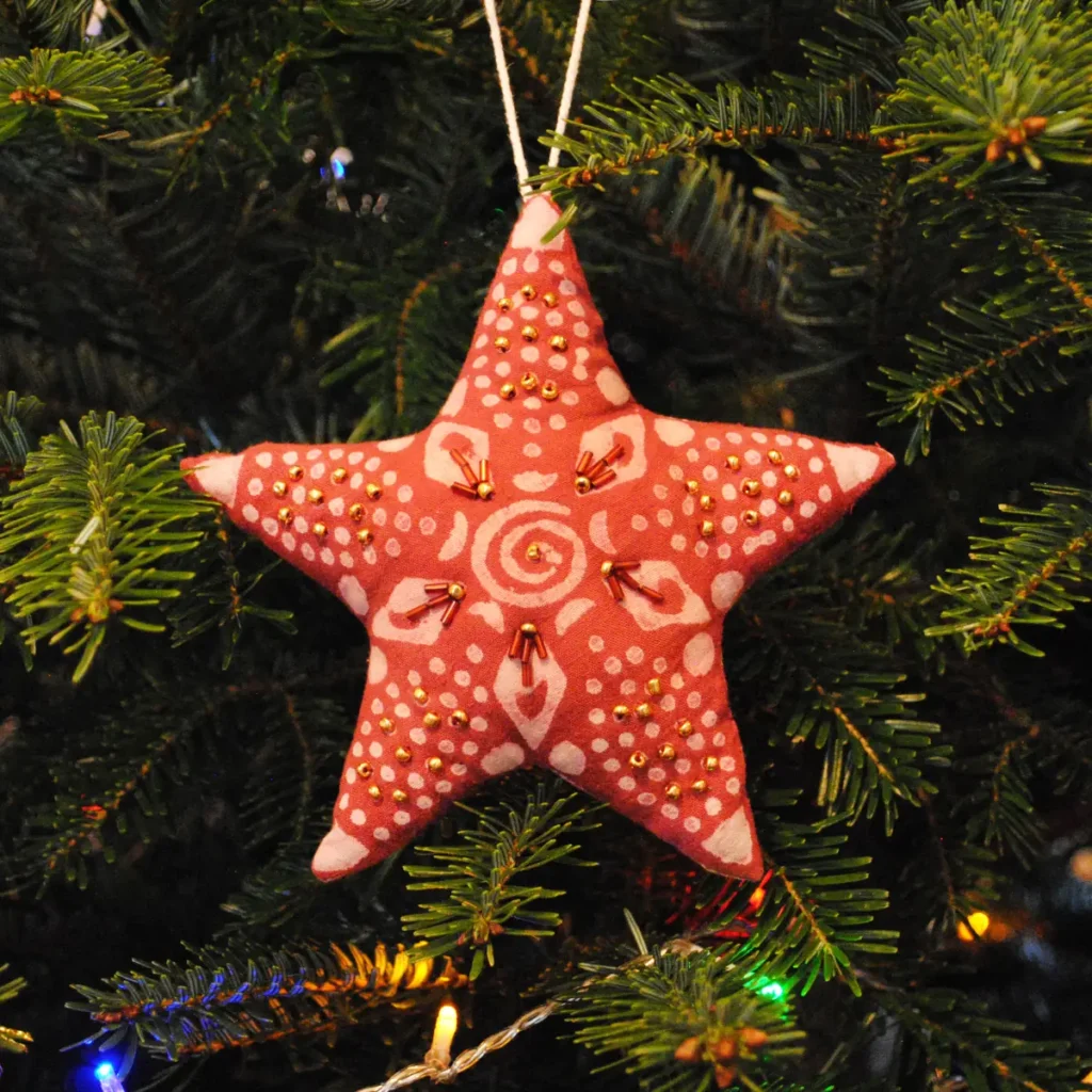 Étoile de Noël décorative Rouge - 15x15cm