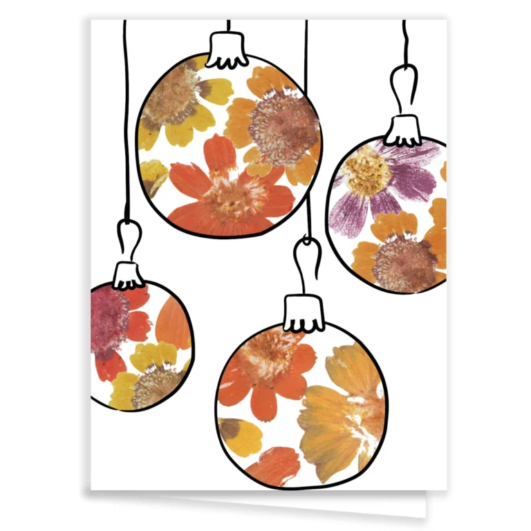 Carte de Noël boules fleuries