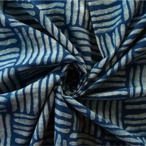 Tissu au mètre coton bio traits bleu 115g/m2