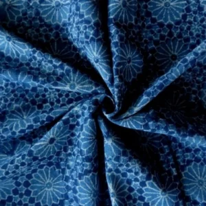 Tissu au mètre coton bio rosace bleu 115g/m2