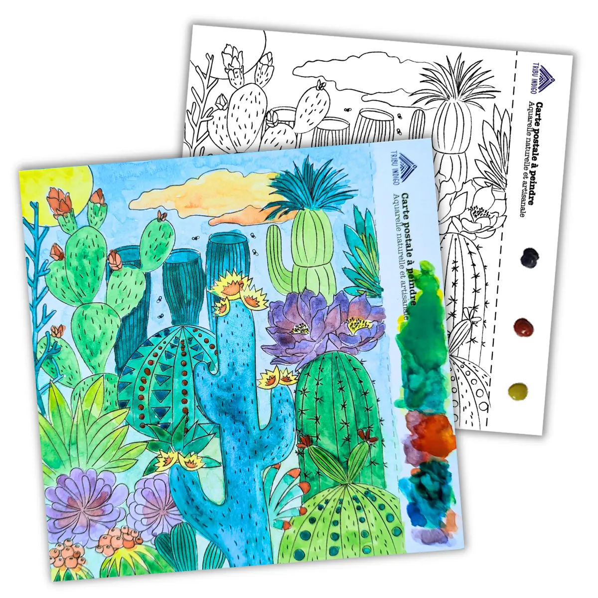 carte de vœux DIY cactus à peindre