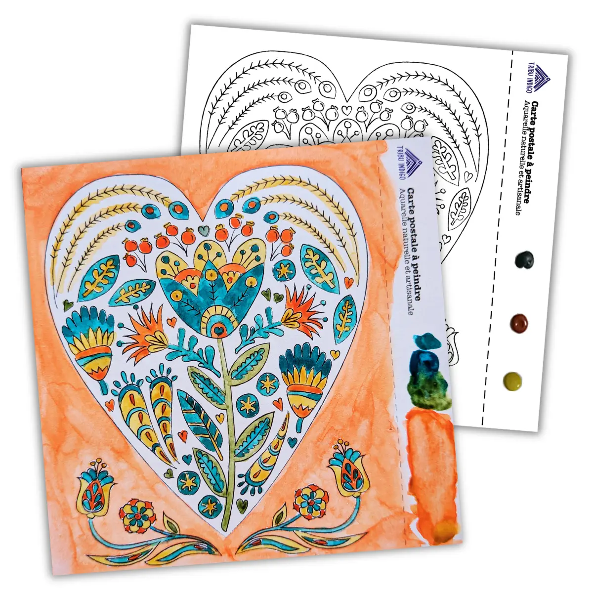 carte de vœux DIY cœur floral à peindre