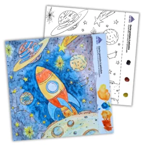 carte de vœux DIY espace fusée à peindre