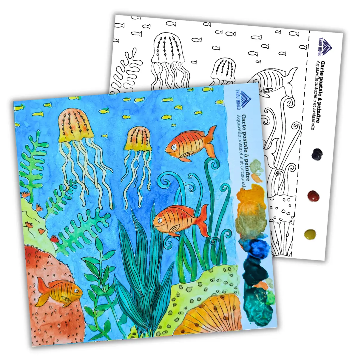 carte de vœux DIY fond marin à peindre