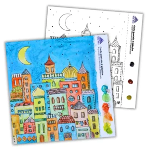 carte de vœux DIY cité orientale à peindre