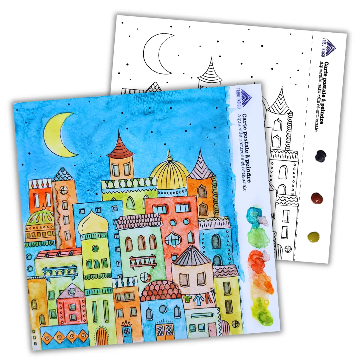 carte de vœux DIY cité orientale à peindre