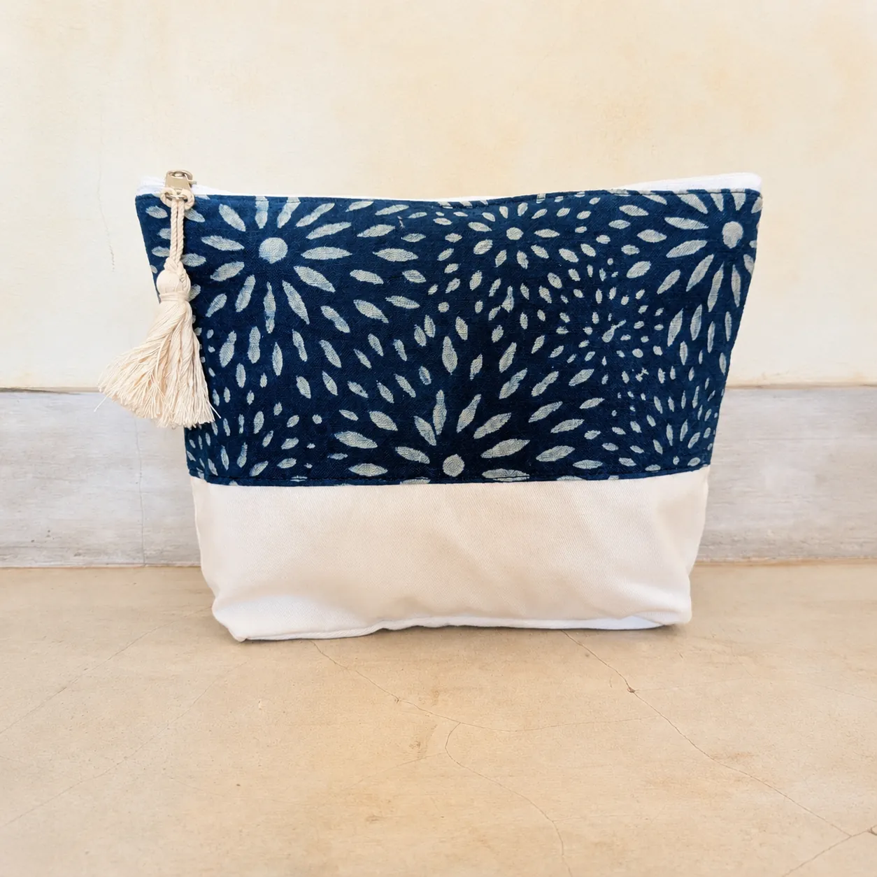 Grande pochette en tissu bleu 22x18 cm – Image 2
