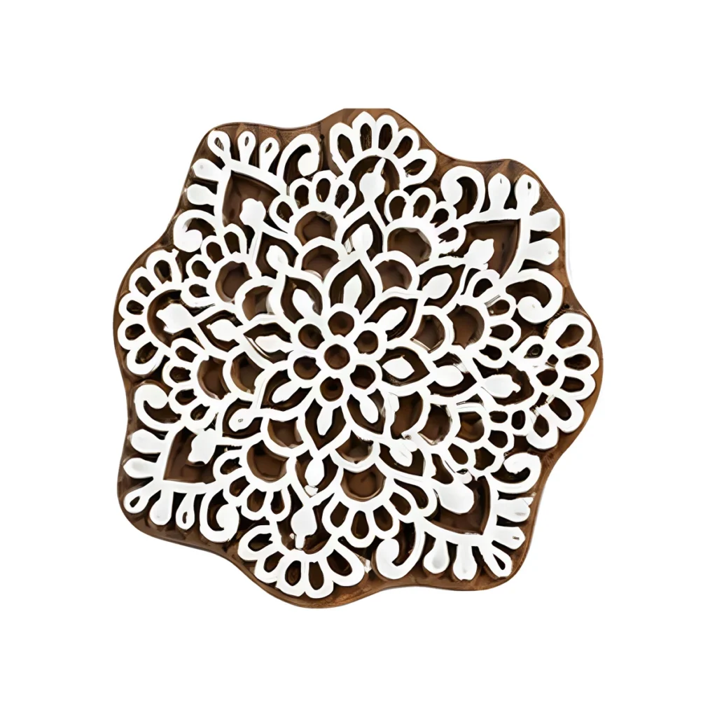 Tampon en bois fleur dentelle 7,5 cm