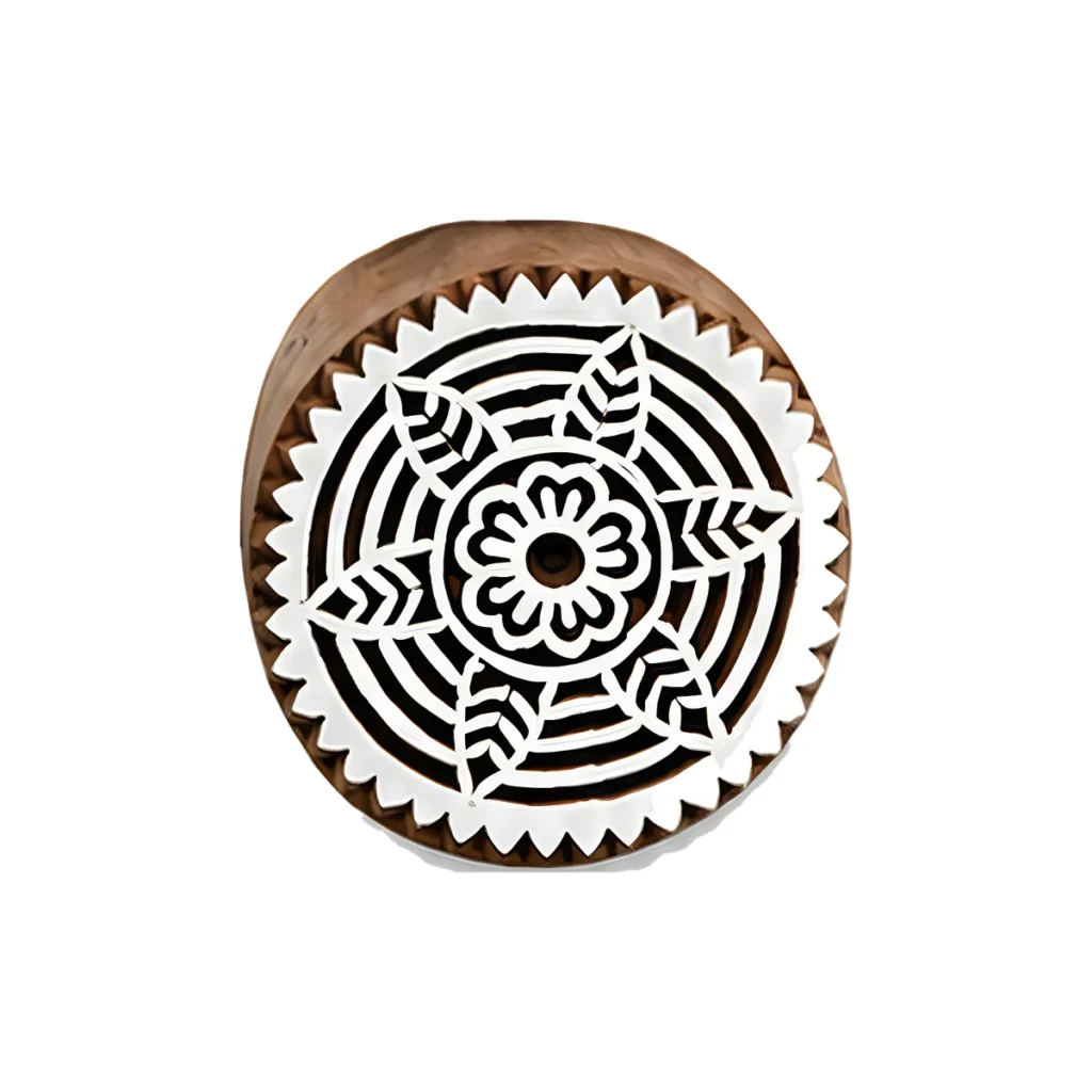 Tampon en bois roue fleurie 5 cm