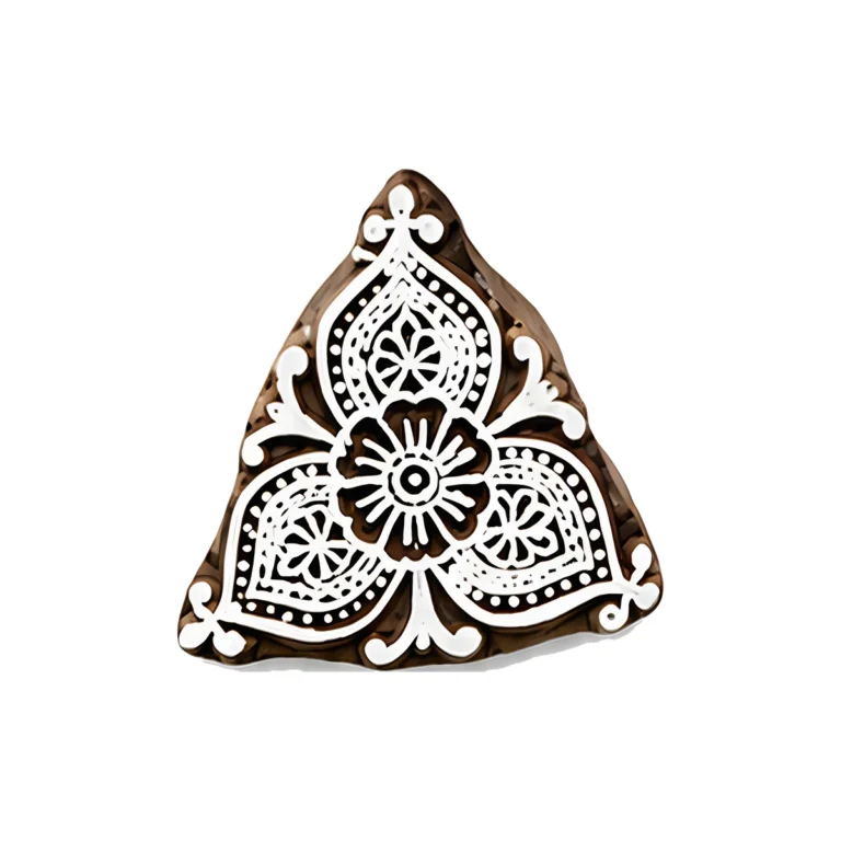Tampon en bois triangle fleuri 5 cm