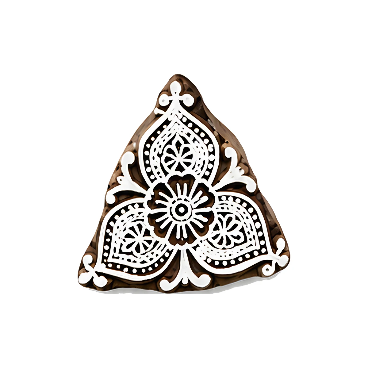 Tampon en bois triangle fleuri 5 cm